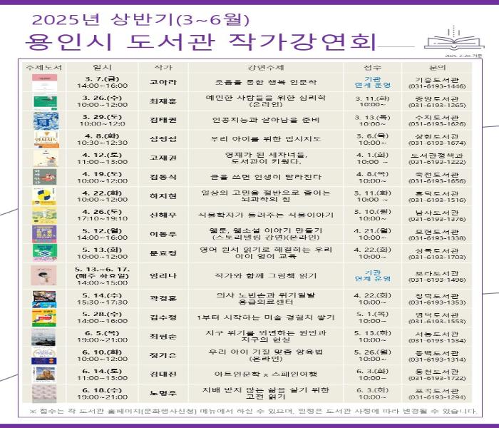 용인특례시, 2025년 풍성한 작가강연회로 '책 읽는 도시' 완성