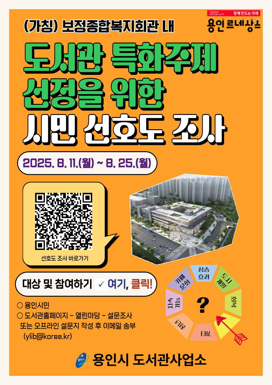 (가칭)보정종합복지회관 내 도서관 특화주제 선정을 위한 시민 선호도 조사 참여하기