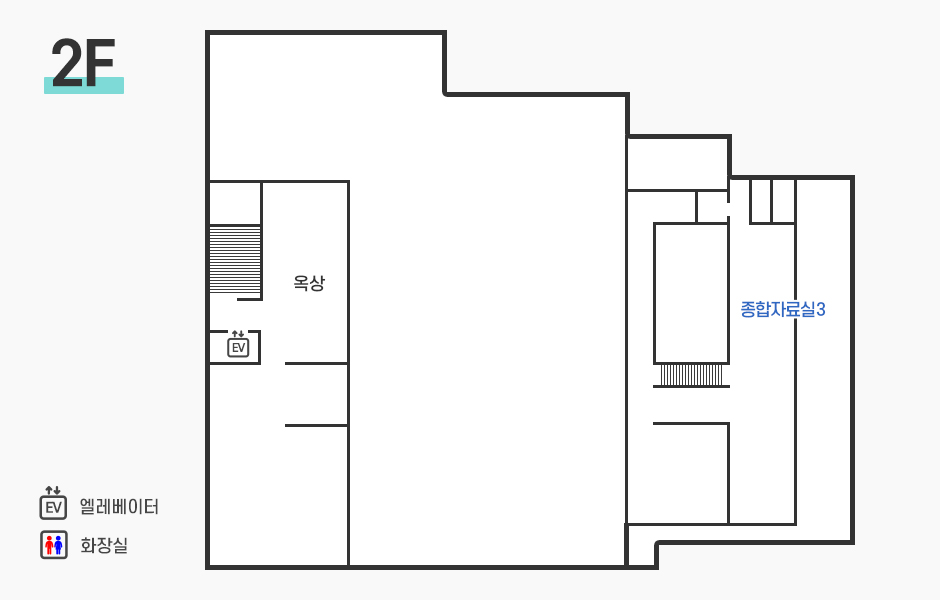 엘리베이터를 기준으로 우측 끝에 종합자료실3이 있습니다.